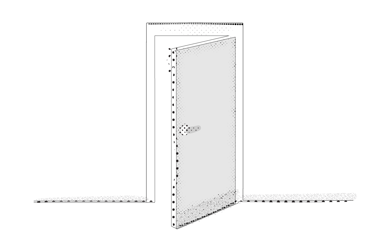 Black line drawing, Behind the Door, by Mariana Grezova
